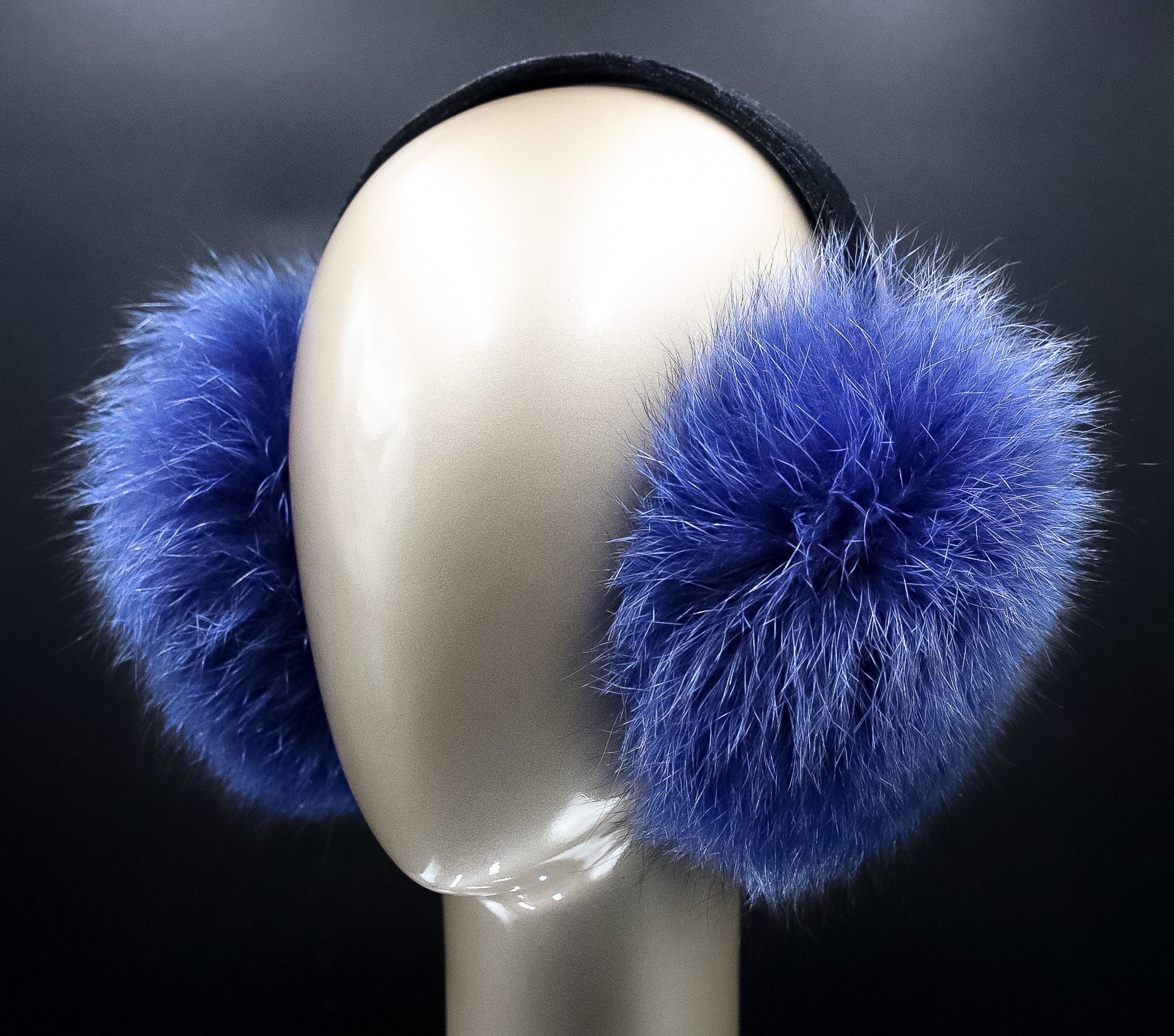 Electric Blue Fox Ear Muffs Alaska Fur Gallery Inc