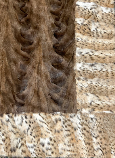 Natural Mahogany Mink Sectional Blanket with American Lynx Border Trim