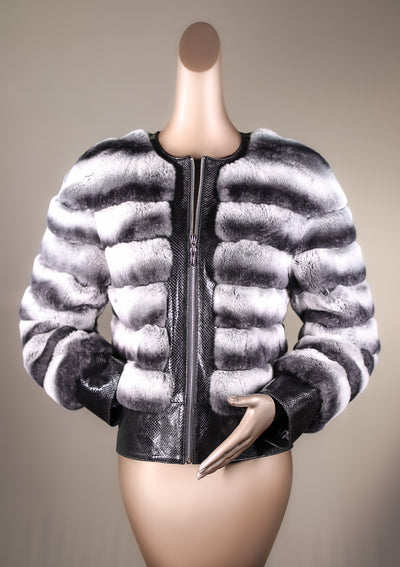 Cross-Cut Chinchilla Rex Rabbit Bolero Jacket