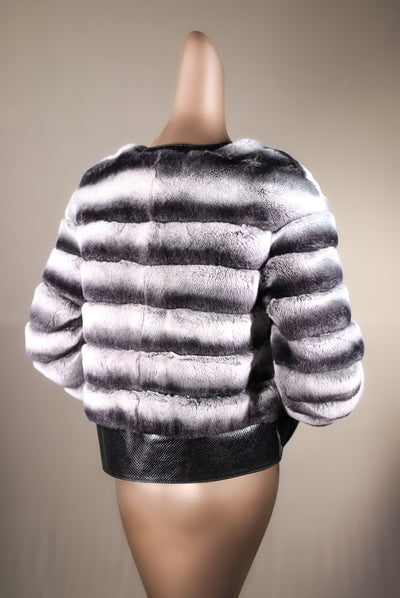 Cross-Cut Chinchilla Rex Rabbit Bolero Jacket