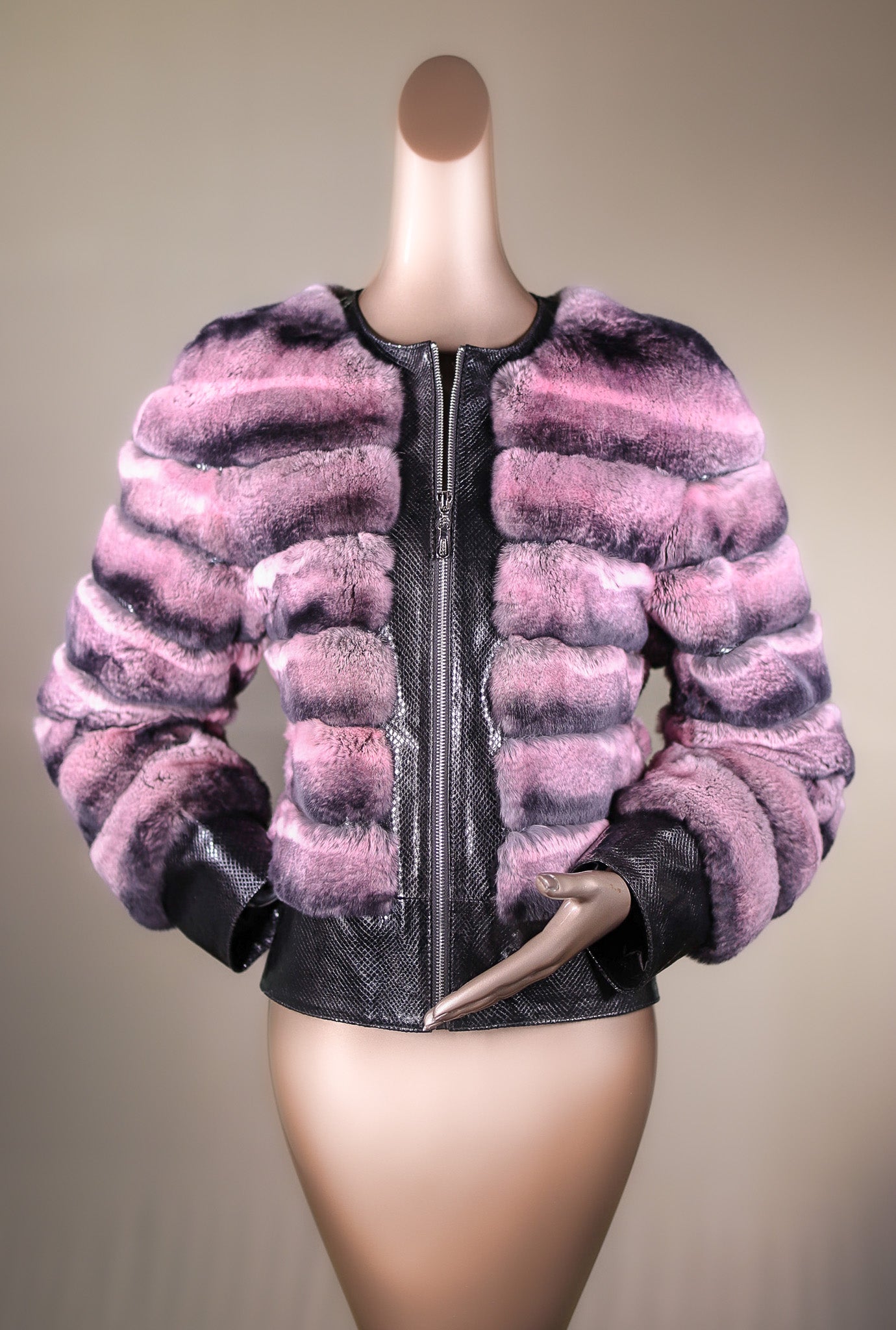 Cross-Cut Chinchilla Rex Rabbit Bolero Jacket