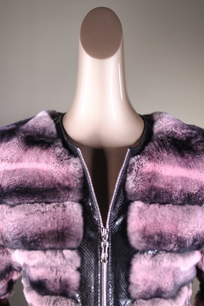 Cross-Cut Chinchilla Rex Rabbit Bolero Jacket