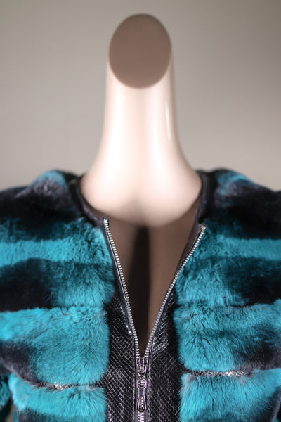 Cross-Cut Chinchilla Rex Rabbit Bolero Jacket