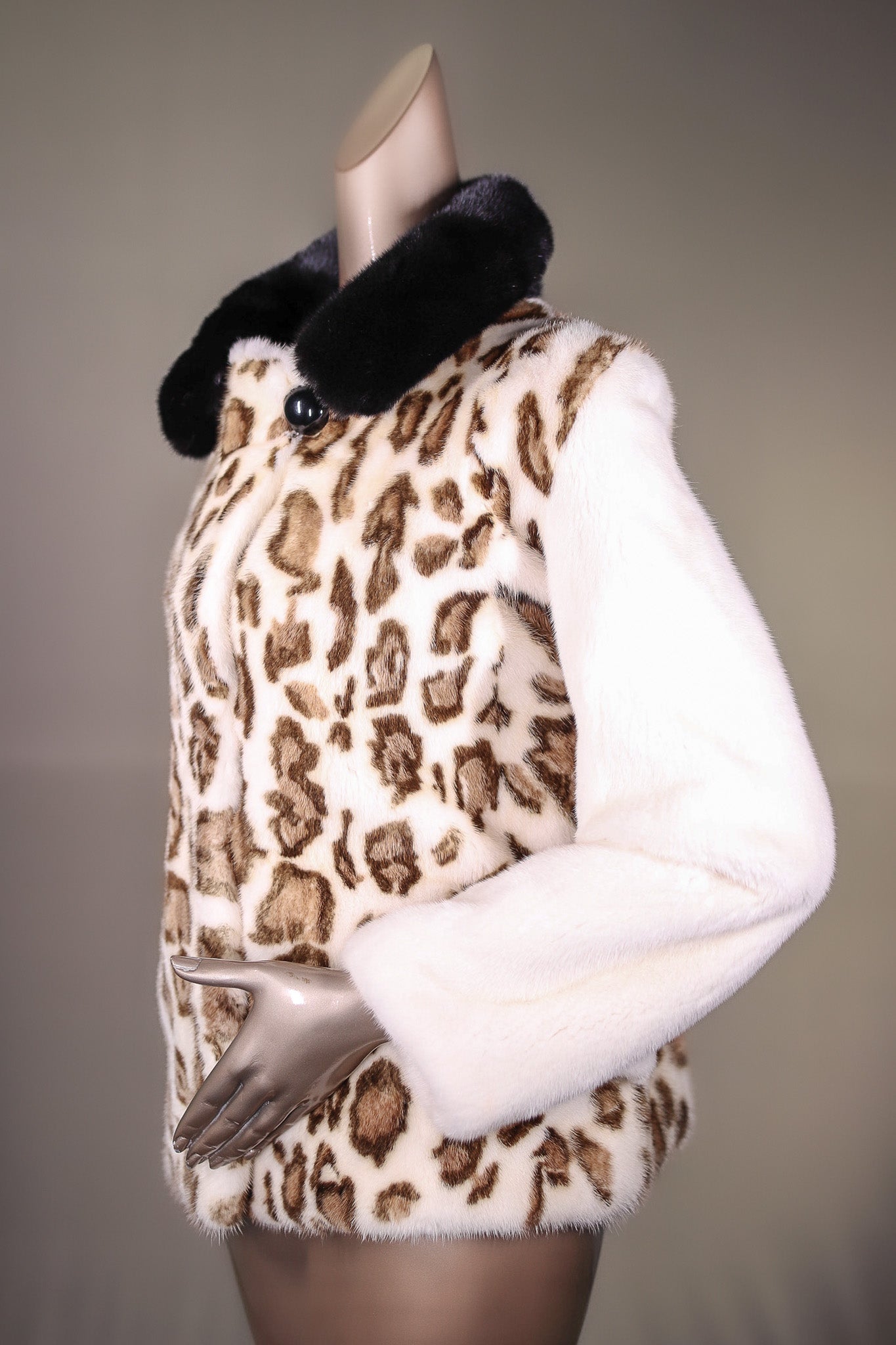 Full-Skin Mink Jacket with Leopard Stenciling