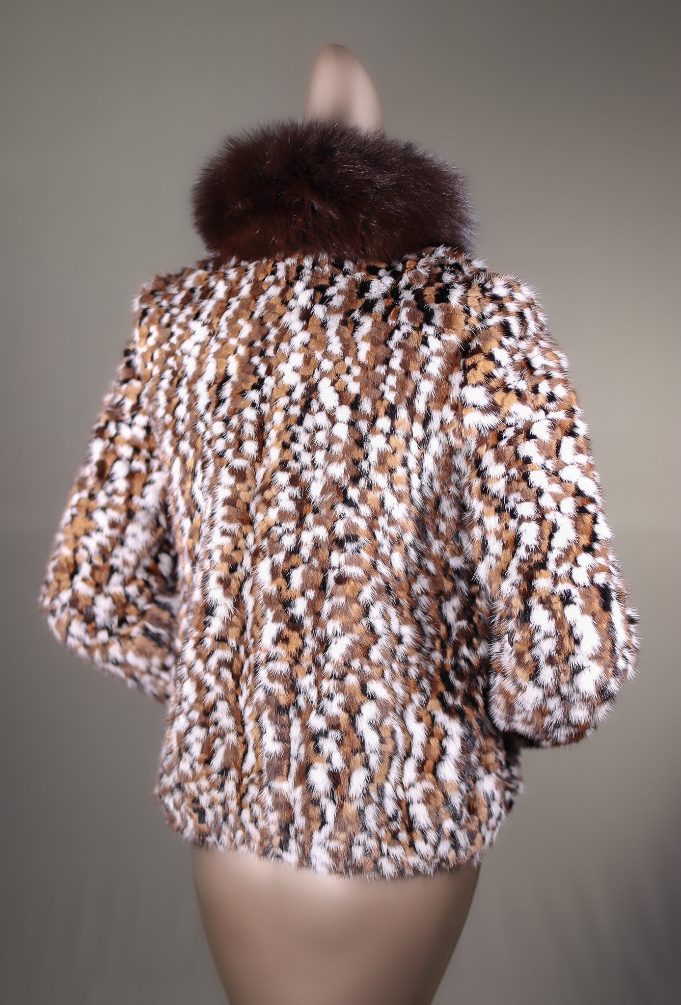 Speckled Mink Jacket with Fox Collar