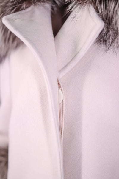 Woven Wool & Cashmere Jacket with Silver Fox Collar and Cuffs