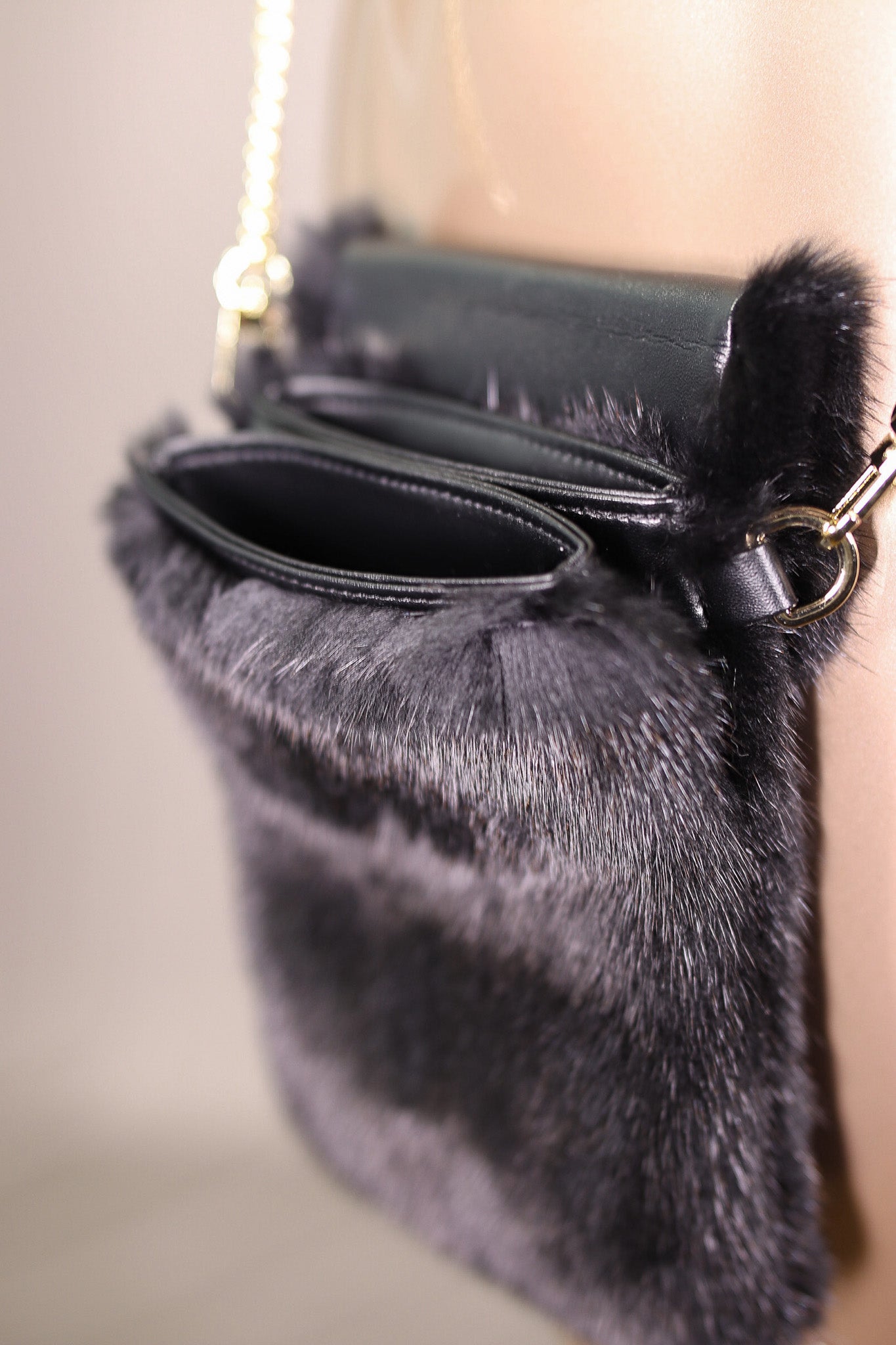 Full-Skin Mink Cell Phone Cross Body Purse