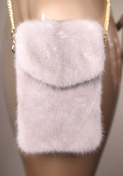 Full-Skin Mink Cell Phone Cross Body Purse