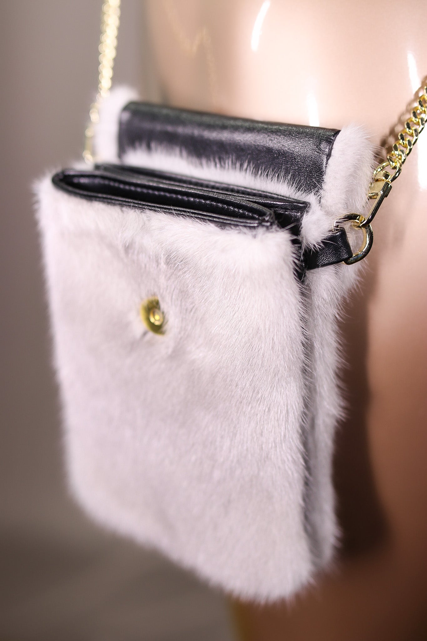 Full-Skin Mink Cell Phone Cross Body Purse