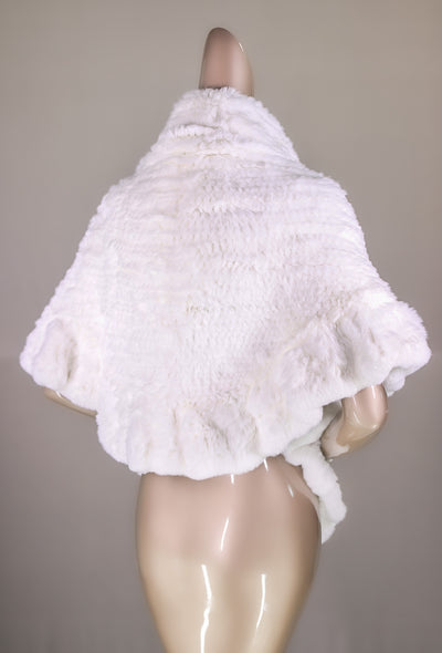 Knitted Chinchilla Rex Rabbit Ruffled Shawl