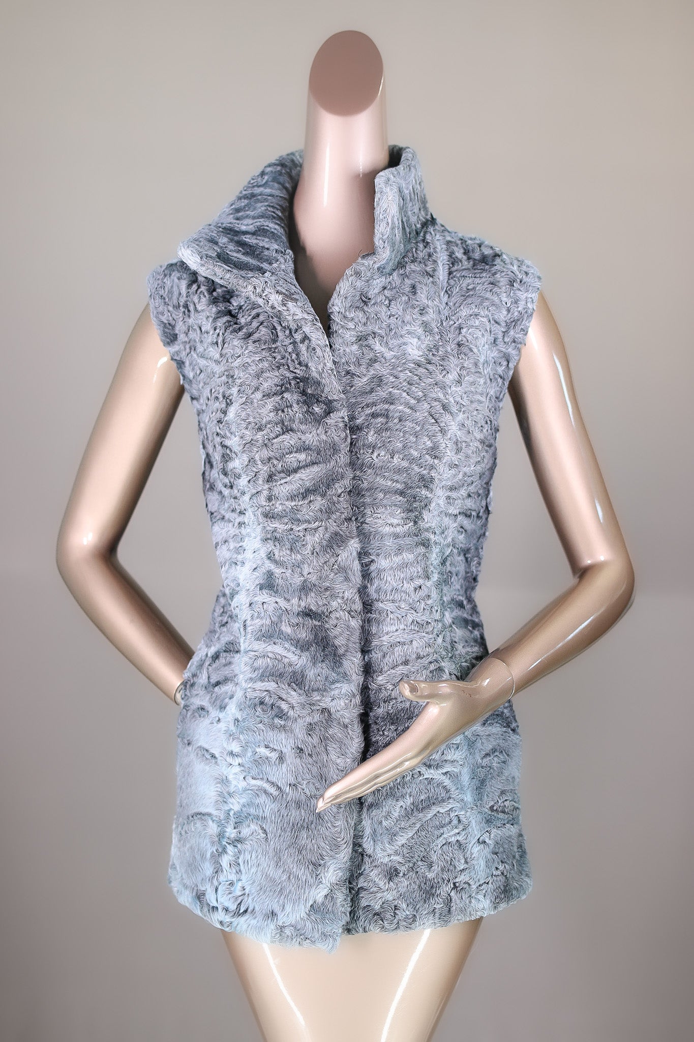 Persian Lamb Vest with Stand-Up Mandarin Collar