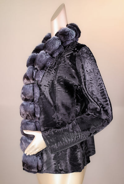 Natural Karakul Lamb Reversible Jacket with Chinchilla