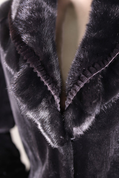 Sheared Mink Jacket with Ruffled Shawl Collar